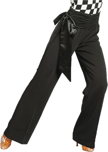 SCGGINTTANZ G4007 Latin Modern Ballroom Dance Professional Satin Ribbone Lastic Straight Trousers Pants in Saudi Arabia