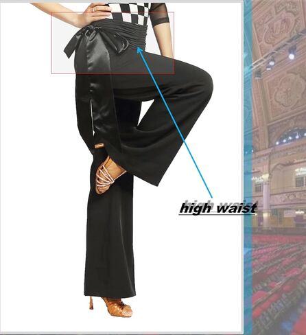 SCGGINTTANZ G4007 Latin Modern Ballroom Dance Professional Satin Ribbone Lastic Straight Trousers Pants in Saudi Arabia