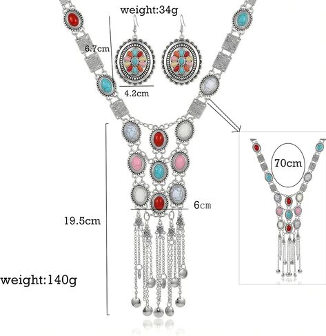 2pcs Turkish Ethnic Jewelry For Women Statement Tribal Necklaces Boho Earrings Long Y Shaped Western Necklaces Jewelry Set in Saudi Arabia