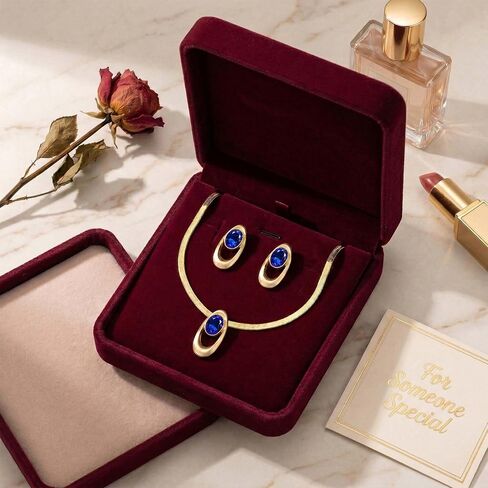 Gold Herringbone Chain Necklace & Earrings Set for Women - Chunky Snake Pendant Jewelry, Statement dainty Gift Set in Saudi Arabia
