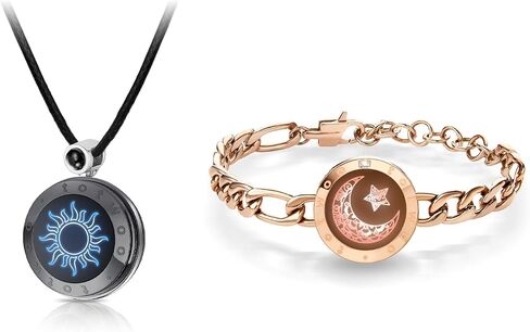 TOTWOO Smart Touch Bracelet & Necklace Set: Long Distance Touch Jewelry for Couples, Stylish Smart Set with Adjustable Rope – Modern Stacking Gift for Women & Men in Saudi Arabia