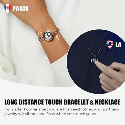 TOTWOO Smart Touch Bracelet & Necklace Set: Long Distance Touch Jewelry for Couples, Stylish Smart Set with Adjustable Rope – Modern Stacking Gift for Women & Men in Saudi Arabia