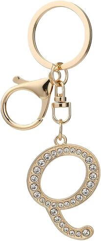Rhinestone Initial Keychain,Gold Tone Letter Keychain with Crystal Charm for Purse,Bling Monogram Key Ring,Gift for Women in Saudi Arabia