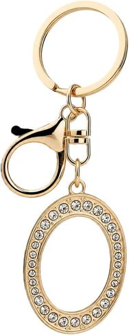 Rhinestone Initial Keychain,Gold Tone Letter Keychain with Crystal Charm for Purse,Bling Monogram Key Ring,Gift for Women in Saudi Arabia