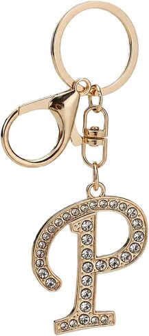 Rhinestone Initial Keychain,Gold Tone Letter Keychain with Crystal Charm for Purse,Bling Monogram Key Ring,Gift for Women in Saudi Arabia