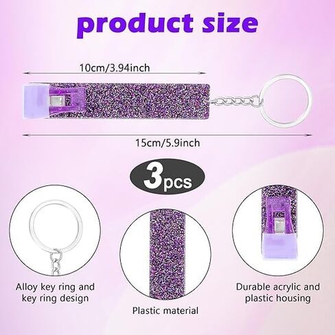 2 Packs Credit Card Puller for Long Nails, Acrylic Debit ATM Card Grabber Keychain with Plastic Clip, Cute Portable Card Extractor for Women Men, Unisex Purple Gift in Kuwait