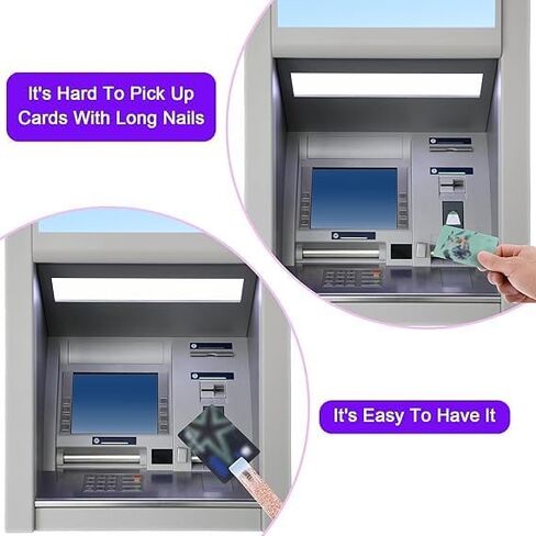 2 Packs Credit Card Puller for Long Nails, Acrylic Debit ATM Card Grabber Keychain with Plastic Clip, Cute Portable Card Extractor for Women Men, Unisex Purple Gift in Kuwait