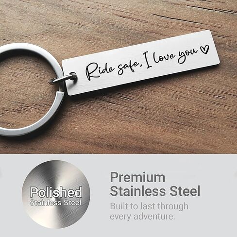 Ride Safe Key Chain Motorcyclist Biker Motorcycle Dad Stainless Steel Key Chain Couple Birthday Gift Boyfriend Fathers Day New Driver in Saudi Arabia