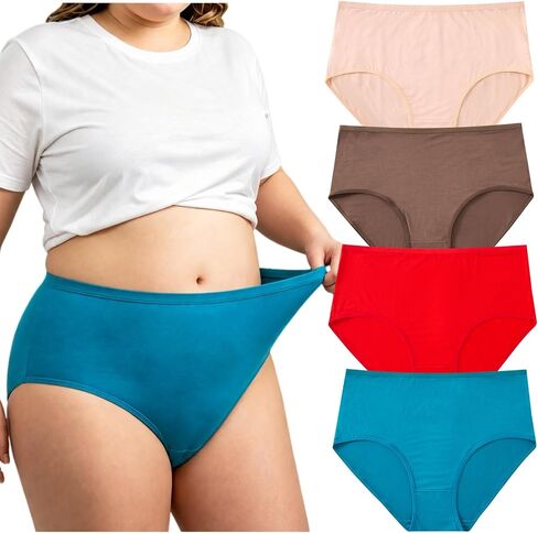 Women's Cotton Plus Size Underwear Ladies Panties Briefs XL-5XL 4 Pack Undies in Saudi Arabia