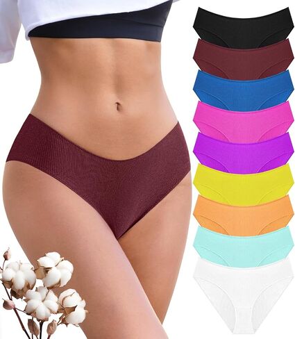 9 Pack Cotton Underwear for Women Bikini Panties Low Rise Hipster Womens Bikini High Cut Ribbed Ladies Underwear in Saudi Arabia