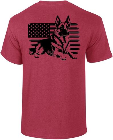 Mens Patriotic Distressed German Shepherd Rugged USA Flag Mens Short Sleeve T-Shirt in Kuwait