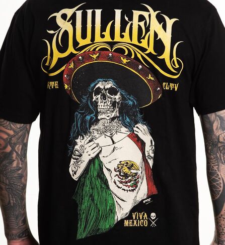 تي شيرت Sullen الرجالي Viva Mexico Choloha Capsule Tattoo Lifestyle Graphic من القطن الفاخر بأكمام قصيرة in Kuwait