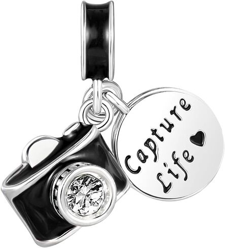 JMQJewelry Capture Life Camera Travel Birthstone Dangle Heart Women Bead Charms Fits Pandora Bracelet Mom Daughter Wife in Kuwait