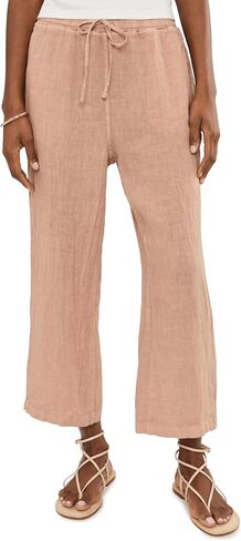 Elliott Lauren Women's At Ease - Elastic Waist Drawstring Crop Linen Pant with Patch Pockets in Saudi Arabia
