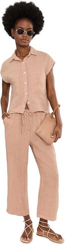 Elliott Lauren Women's At Ease - Elastic Waist Drawstring Crop Linen Pant with Patch Pockets in Saudi Arabia
