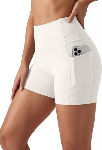 Sogetdo Workout Biker Shorts Women with Pockets High Waisted No Front Seam Spandex Athletic Gym Running Yoga Shorts in Saudi Arabia