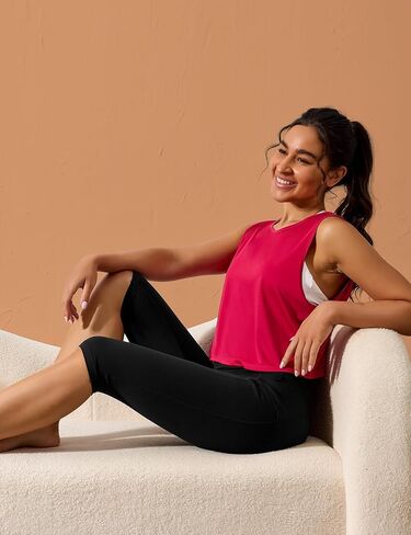 Women's Long Biker Shorts Hiking Knee Length Capri Leggings, High Waisted Bermuda Shorts with Pockets 14 Inch in Kuwait