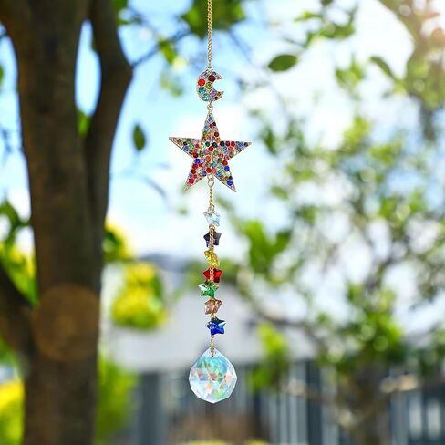 3 PCS Crystal Rainbow Suncatcher with Rhinestones Star Ornament,Sun Catcher Crystals Light Catcher Glass Ball Prisms Pendant Decor Hanging for Window in Kuwait