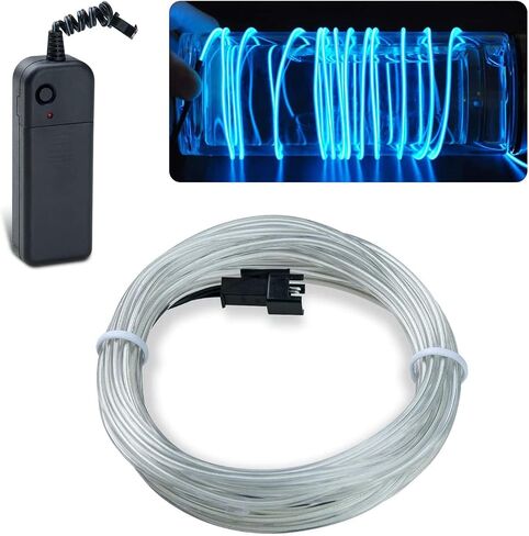 lychee 9ft EL Wire Lights Neon Glowing Strobing Electroluminescent Light El Wire w/Battery Pack for Parties, Halloween Decoration (Ice Blue) in Saudi Arabia