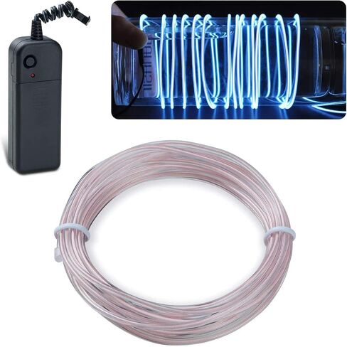 lychee 9ft EL Wire Lights Neon Glowing Strobing Electroluminescent Light El Wire w/Battery Pack for Parties, Halloween Decoration (Ice Blue) in Saudi Arabia