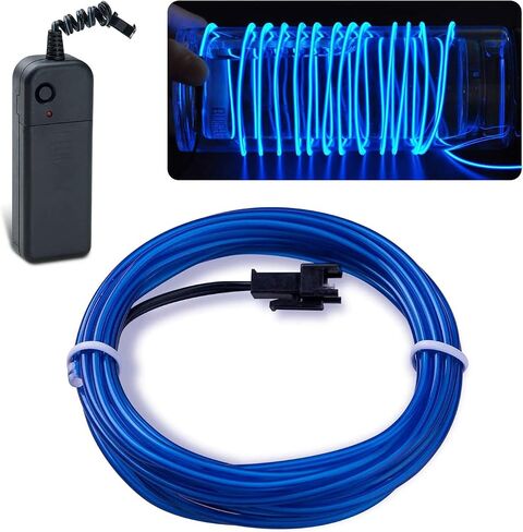 lychee 9ft EL Wire Lights Neon Glowing Strobing Electroluminescent Light El Wire w/Battery Pack for Parties, Halloween Decoration (Ice Blue) in Saudi Arabia
