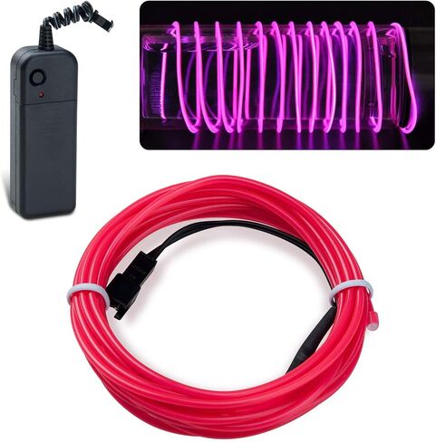 lychee 9ft EL Wire Lights Neon Glowing Strobing Electroluminescent Light El Wire w/Battery Pack for Parties, Halloween Decoration (Ice Blue) in Saudi Arabia
