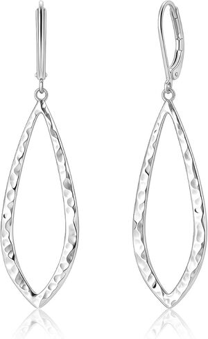 925 Sterling Silver Dangle Leverback Earrings for Women, Circle Geometric Teardrop Earring Hypoallergenic Lightweight, Bohemian Textured Hammered Rectangle Bar Long Tear Drop Boho Earing Trendy Jewelry Gifts in Kuwait