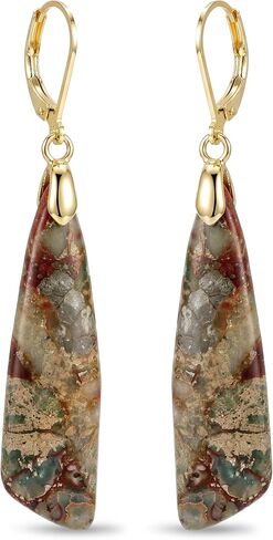 Natural Healing Stone Earrings for Women Boho Dangle Drop Earrings 14K Gold Plated Waterproof Jewelry Gifts for Women in Saudi Arabia