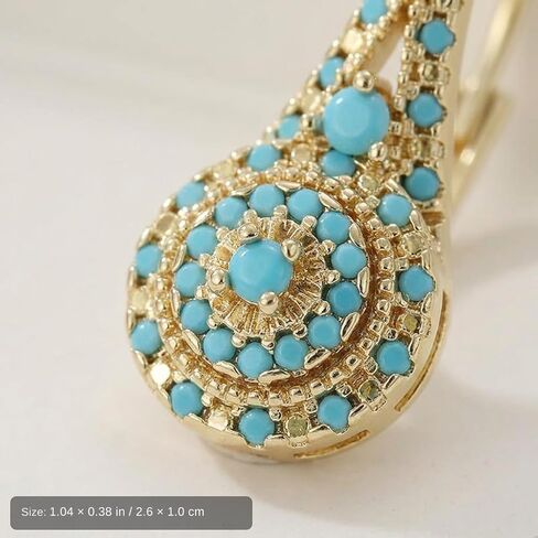 Turquoise Drop Earrings for Women - Gold Plated Teal Dangle Jewelry for Statement Wear and Formal Occasions in Saudi Arabia
