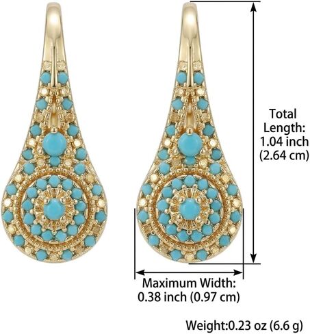Turquoise Drop Earrings for Women - Gold Plated Teal Dangle Jewelry for Statement Wear and Formal Occasions in Saudi Arabia