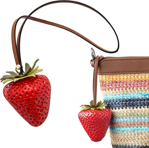 Strawberry Bag Charm Key Chain, Keychains Purse Charms for Handbags, Cute Backpack Car Key Accessories Lanyard in Saudi Arabia