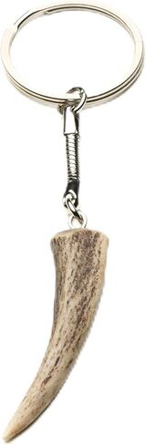 AMBERAGE Natural Deer Antler Tip Keychain - Genuine Antler Horn Key Ring, Handmade Rustic Gift in Saudi Arabia