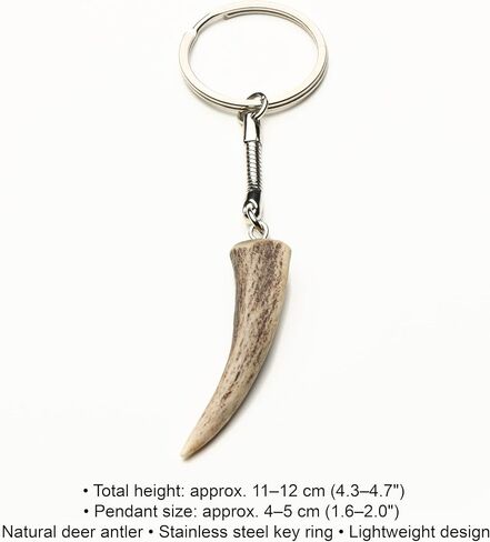 AMBERAGE Natural Deer Antler Tip Keychain - Genuine Antler Horn Key Ring, Handmade Rustic Gift in Saudi Arabia