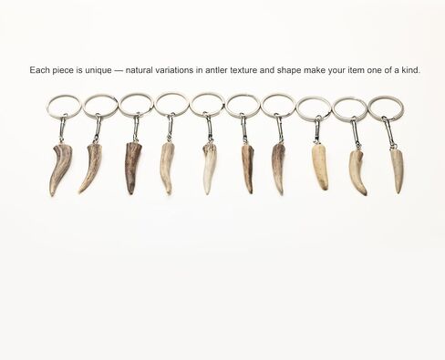 AMBERAGE Natural Deer Antler Tip Keychain - Genuine Antler Horn Key Ring, Handmade Rustic Gift in Saudi Arabia