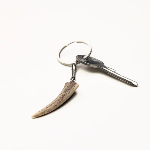 AMBERAGE Natural Deer Antler Tip Keychain - Genuine Antler Horn Key Ring, Handmade Rustic Gift in Saudi Arabia