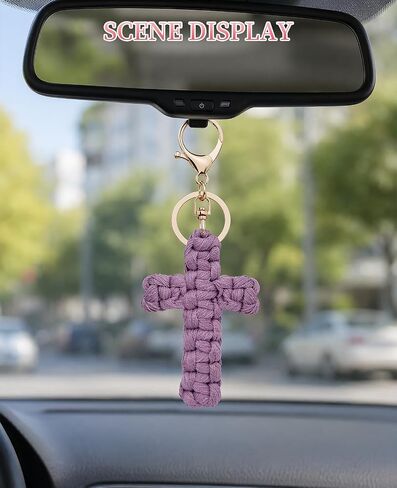 7 PCS Macrame Cross Keychain, Handmade Soft Jesus Christian Key Chain Car Accessories for Women Men Gifts in Saudi Arabia