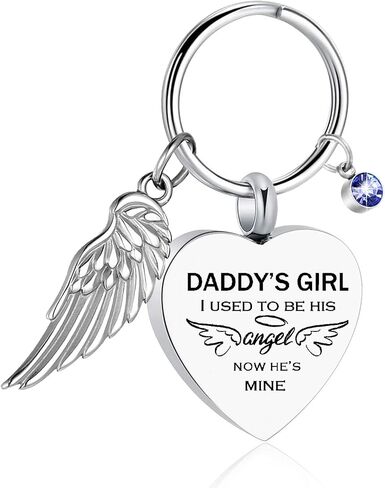 Heart Cremation Jewelry Urn Keychain for Ashes for Women Men, Keepsake Memorial Heart Urns Pendant for Human Ashes,Silver-Daddy's Girl in Saudi Arabia