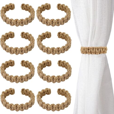 ASTIMEA 8 Packs 9.4''/24 CM Boho Curtain Tie Backs No Drilling, Rustic Outdoor Curtain Tiebacks Holdbacks Holder Braided Lightweight Decorative for Drapes Home Farmhouse Bedroom Office White in Saudi Arabia