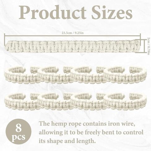 ASTIMEA 8 Packs 9.4''/24 CM Boho Curtain Tie Backs No Drilling, Rustic Outdoor Curtain Tiebacks Holdbacks Holder Braided Lightweight Decorative for Drapes Home Farmhouse Bedroom Office White in Saudi Arabia