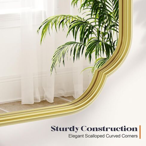 Gold Bathroom Mirror, 30" x 40"Rounded Corner Rectangle Wall Mirrors with Metal Frame, Modern Vanity Mirror for Over Sink, Bedroom, Entryway, Horizontal or Vertical in Saudi Arabia