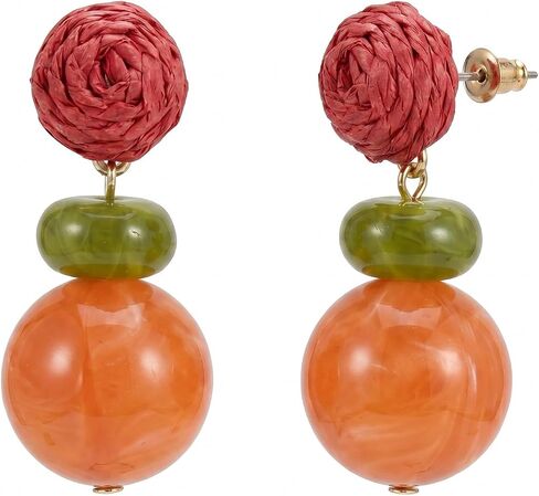Statement Resin Drop Earrings for Women Lightweight Woven Raffia Stud Chunky Acrylic Dangle Boho Summer Vacation Jewelry in Saudi Arabia