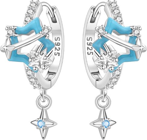 925 Sterling Silver Drop Earrings Dragonfly Flower Moon Star Dangle Earrings Hypoallergenic Sterling Silver Earrings Jewelry for Women in Saudi Arabia