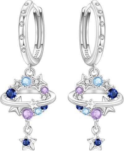 925 Sterling Silver Drop Earrings Dragonfly Flower Moon Star Dangle Earrings Hypoallergenic Sterling Silver Earrings Jewelry for Women in Saudi Arabia