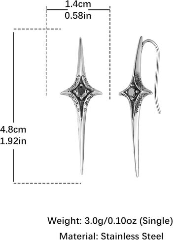 HZMAN Stainless Steel Star Drop Earrings for Women Gothic Punk Spike Star Earrings in Kuwait