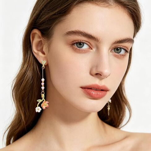 NEWITIN 12 Pairs Flower Earrings for Women Floral Tassel Earring Set | Hypoallergenic, Long Dangle Flower Leaf Designed, Multicolour Florals, Various Flowers, Gold Statement Earrings for Women in Saudi Arabia