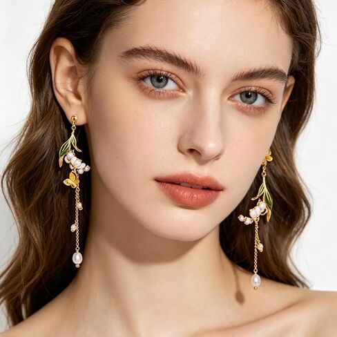 NEWITIN 12 Pairs Flower Earrings for Women Floral Tassel Earring Set | Hypoallergenic, Long Dangle Flower Leaf Designed, Multicolour Florals, Various Flowers, Gold Statement Earrings for Women in Saudi Arabia