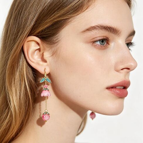 NEWITIN 12 Pairs Flower Earrings for Women Floral Tassel Earring Set | Hypoallergenic, Long Dangle Flower Leaf Designed, Multicolour Florals, Various Flowers, Gold Statement Earrings for Women in Saudi Arabia