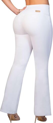 Fiorella Shapewear Pantalones Colombianos Levanta Cola | Butt Lifting Colombian Bootcut Jeans | High Rise Push Up White 540W in Kuwait