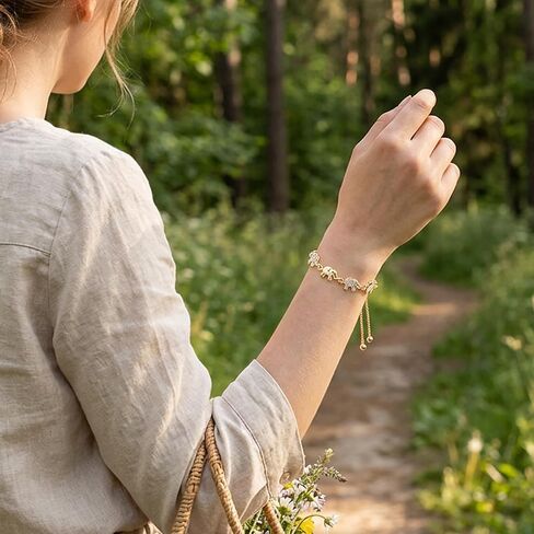 Elephant Bracelet for Women, Gold Elephant Bracelets with Diamond Accents, Elegant Elephant Jewelry for Women, Fine Animal Themed Jewelry, Delicate Gold Elephant Bracelet in Saudi Arabia
