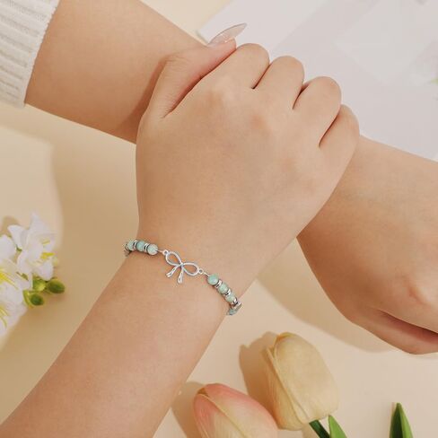 هدايا ابنة JoycuFF من الأم، هدايا التخرج هدية عيد ميلاد الأم للابنة، أفكار عيد الميلاد تقدم أساور القوس الأمازونيت للنساء in Kuwait